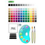 Color palette with a few paintbrushes