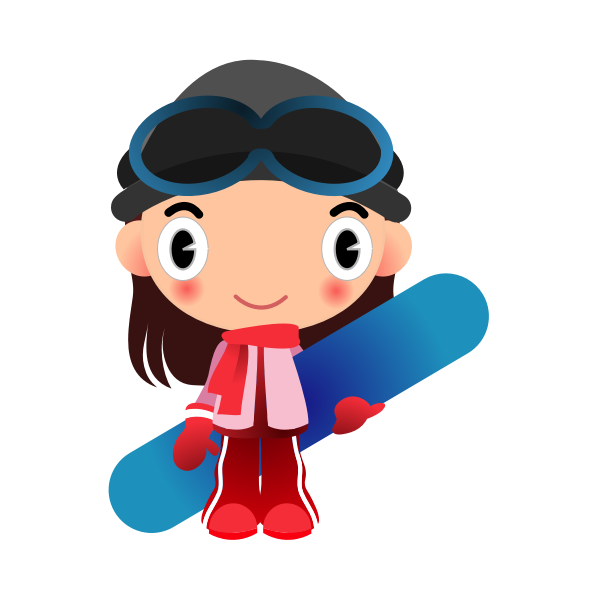 Girl snowboarder cartoon