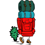 Vector illustration of a backpacker in color