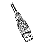 Vector clip art of hand and pencil drawn USB connector