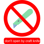 Don't open by craft knife sign vector image