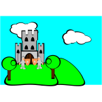 Cartoon castle with guards