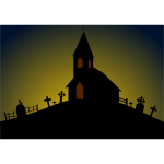 Vector image of church on the hill
