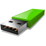 Vector clip art of portable green USB flash drive