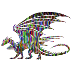 Wavy Prismatic Pattern Dragon Silhouette