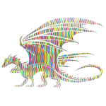 Dragon silhouette with colored pattern