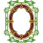 Vector clip art of red and green ornate frame