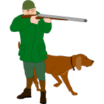 Hunter with scent hound dog vector illustration