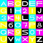 CMYK colors basic letters and numbers