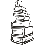 Stack of books in black and white