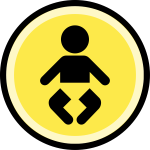 Button - difficulty - baby, very easy (black on yellow)