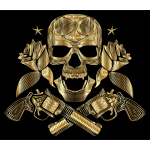 Flowers And Firearms Skull Line Art Gold