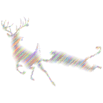 Deer And Mountain Lion Silhouette Waves Polyprismatic No BG