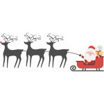 Happy Santa, Sleigh and Reindeer