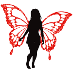 Butterfly Woman Silhouette Ruby