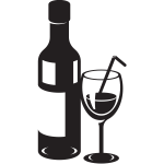 Silhouette of a bottle and drinking glass