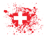 Swiss flag ink spatter