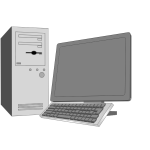 Grayscale desktop computer configuration vector image