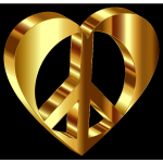 3D Peace Heart Mark II Gold Variation 2 Enhanced Contrast With Background