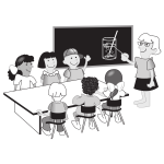 Kids in classroom vector illustration