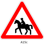 Horse rider on road traffic sign vector image
