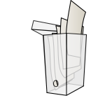 Vector drawing of open see-through archive box