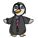 Penguin dressed in a coat