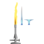 Vector image of laboratory burner with 3 different flames