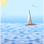 Sea scene with windsurfing boat vector illustration