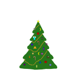 Christmas tree with ornaments vector drawing