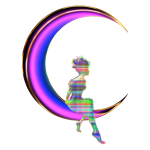 Chromatic Fairy Sitting On Crescent Moon Enhanced 2 No Background