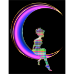 Chromatic Fairy Sitting On Crescent Moon Enhanced 2