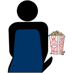 Person with popcorn at the cinema vector symbol