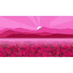 Pink illustration of flowery field