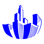Distorted Buildings Icon Blue