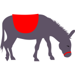 Colorful pasturing donkey