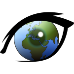 World globe in the eye vector clip art
