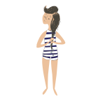 Cartoon girl after swim