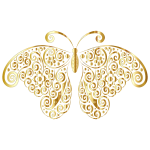 Gold Floral Flourish Butterfly Silhouette No Background