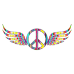 Gold Peace Sign Wings Psychedelic No Background