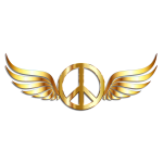 Gold Peace Sign Wings With Drop Shadow