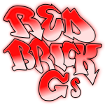 Graffiti writing ''red brick gs'' vector graphics