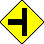 T-junction caution sign vector image