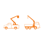 Lift and crane trucks vector drawing
