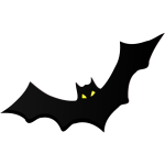 Bat silhouette with yellow eyes vector clip art