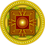 Image of yellow, red and orange mandala design