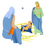 Vector image of interpretation of the nativity scene with a star