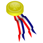 Vector image of gold medallion with red, blue and white ribbon