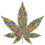 Polychromatic Low Poly Marijuana Leaf Silhouette