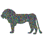 Polyprismatic Tiled Lion Profile Silhouette With Background